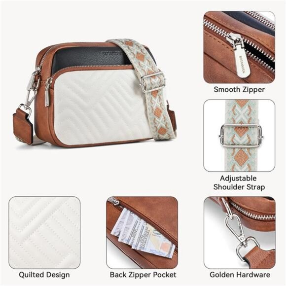 Crossbody Bags for Women Vegan Leather Purses Quilted Shoulder - Picture 6 of 6